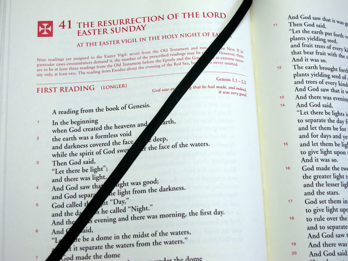 The lectionary open to the first reading.